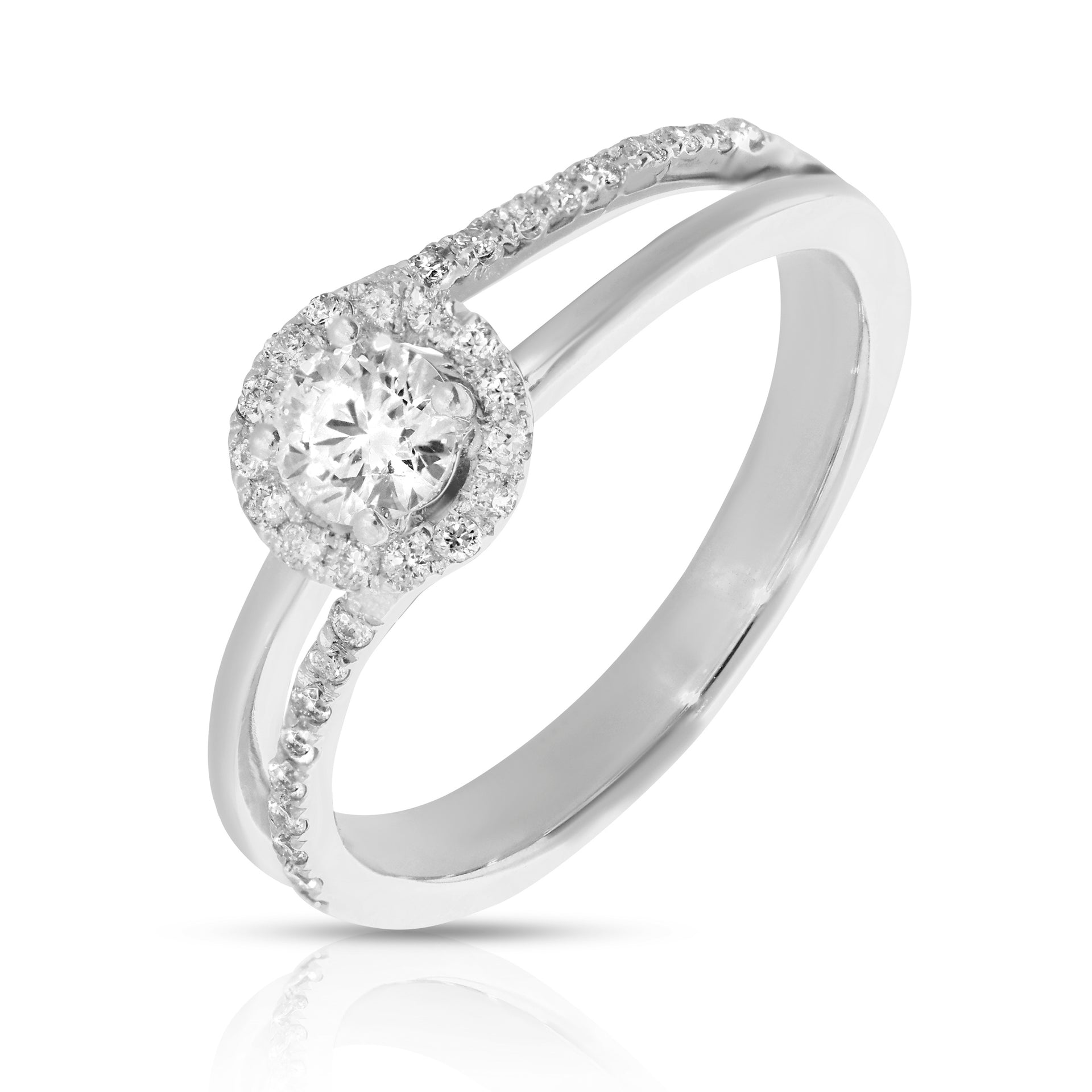 Halo Diamonds Ring in 14K White Gold YB Soul